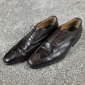 Michael Toschi Shoes Mens Sz 11 Leather Wingtip Oxford Burgundy Logo